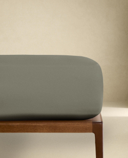 Zara Home - Атласная простыня с эластичной лентой, высота 40 см (300 нитей), синий, 200х200х40 см