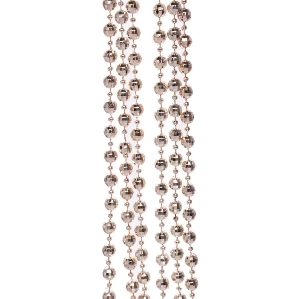 Бусы на ёлку 2м «Капельки», Розовое золото