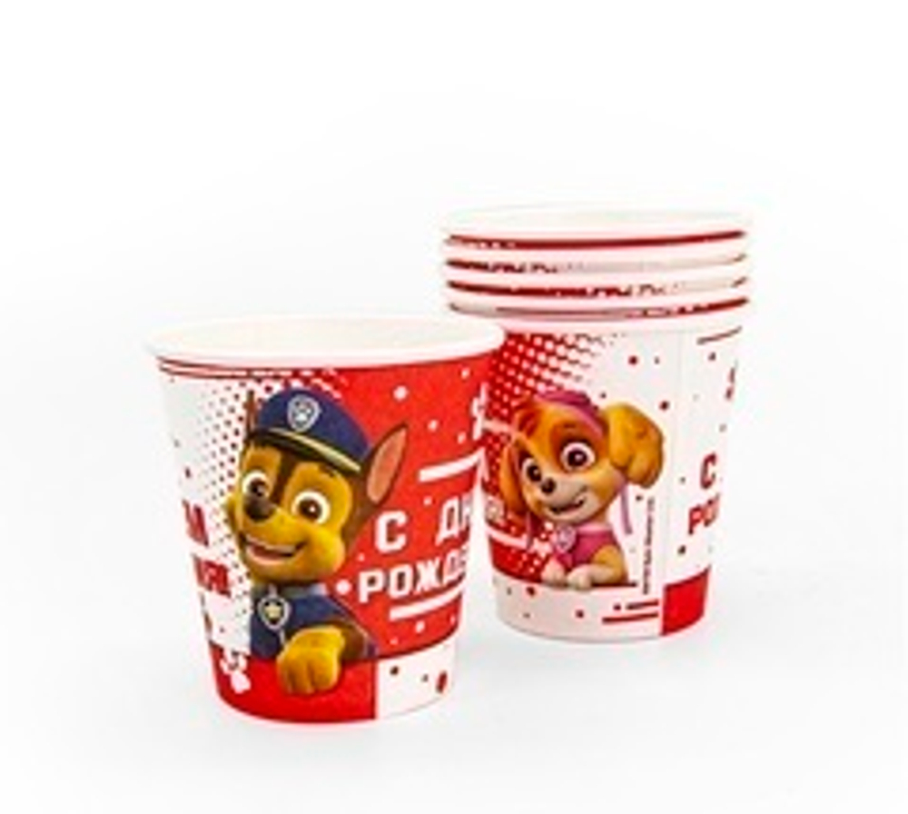 Стаканы Щенячий Патруль, С Днем Рождения!, Красный,