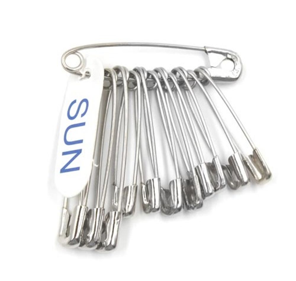 Булавки английские, ассорти, 30/35/40 мм, SUN, 10х12 шт, пр-во Китай