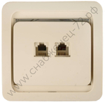 СВЕТОЗАР Гамма, телефонная двойная цвет бежевый, Электрическая розетка (SV-54118-B)