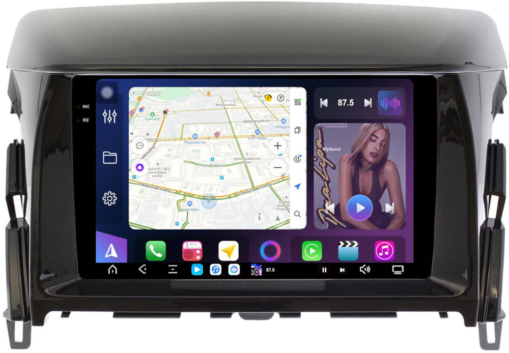 Магнитола для Mitsubishi Eclipse Cross 2018-2022 (ШГУ под козырьком) - FarCar XXL9-7763L монитор 9.5" 2K QLED на Android 14, TS20, 8+256Гб, CarPlay, 4G SIM-слот