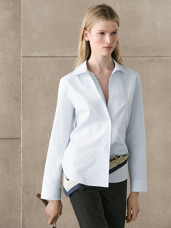 Massimo Dutti Рубашка из хлопкового поплина, небесно-голубой