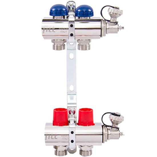 Коллектор Uni-Fitt 1"х3/4" 2 вых. латунь с регулировочными и термостатическими вентилями 441E4302