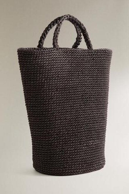 ZARA HOME СУМКА С ЭФФЕКТОМ ПЛЕТЕНИЯ, КОРИЧНЕВЫЙ