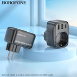 Сетевое зарядное устройство с розеткой BOROFONE BAC14 Type-C и 2 USB