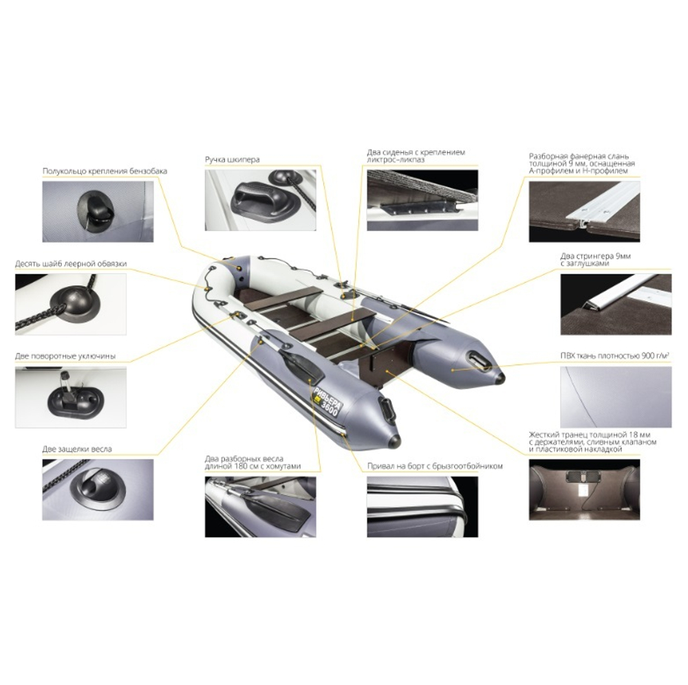 Лодка ПВХ Ривьера Компакт 3200 СК Комби зеленый/черный