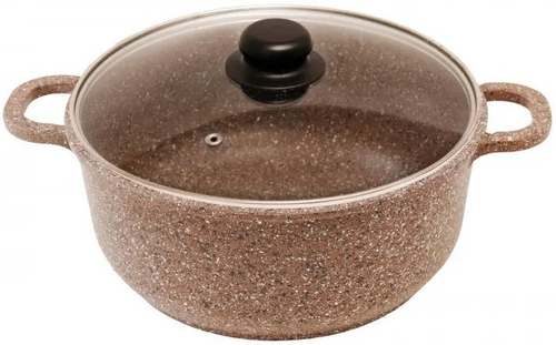 Кастрюля алюминиевая с антипригарным покрытием со стеклянной крышкой 4л серии "АЛТАЙ" ГАРДАРИКА