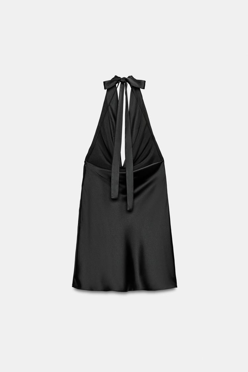 ZARA АТЛАСНОЕ ПЛАТЬЕ ХАЛТЕР, ЧЕРНЫЙ