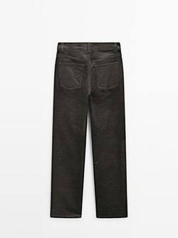 Massimo Dutti Брюки прямого кроя из вельвета в рубчик, зеленый