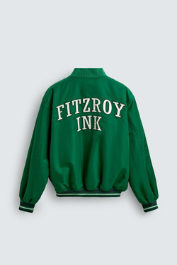 ZARA КУРТКА-БОМБЕР С КОНТРАСТНОЙ ВЫШИВКОЙ, ЗЕЛЕНЫЙ