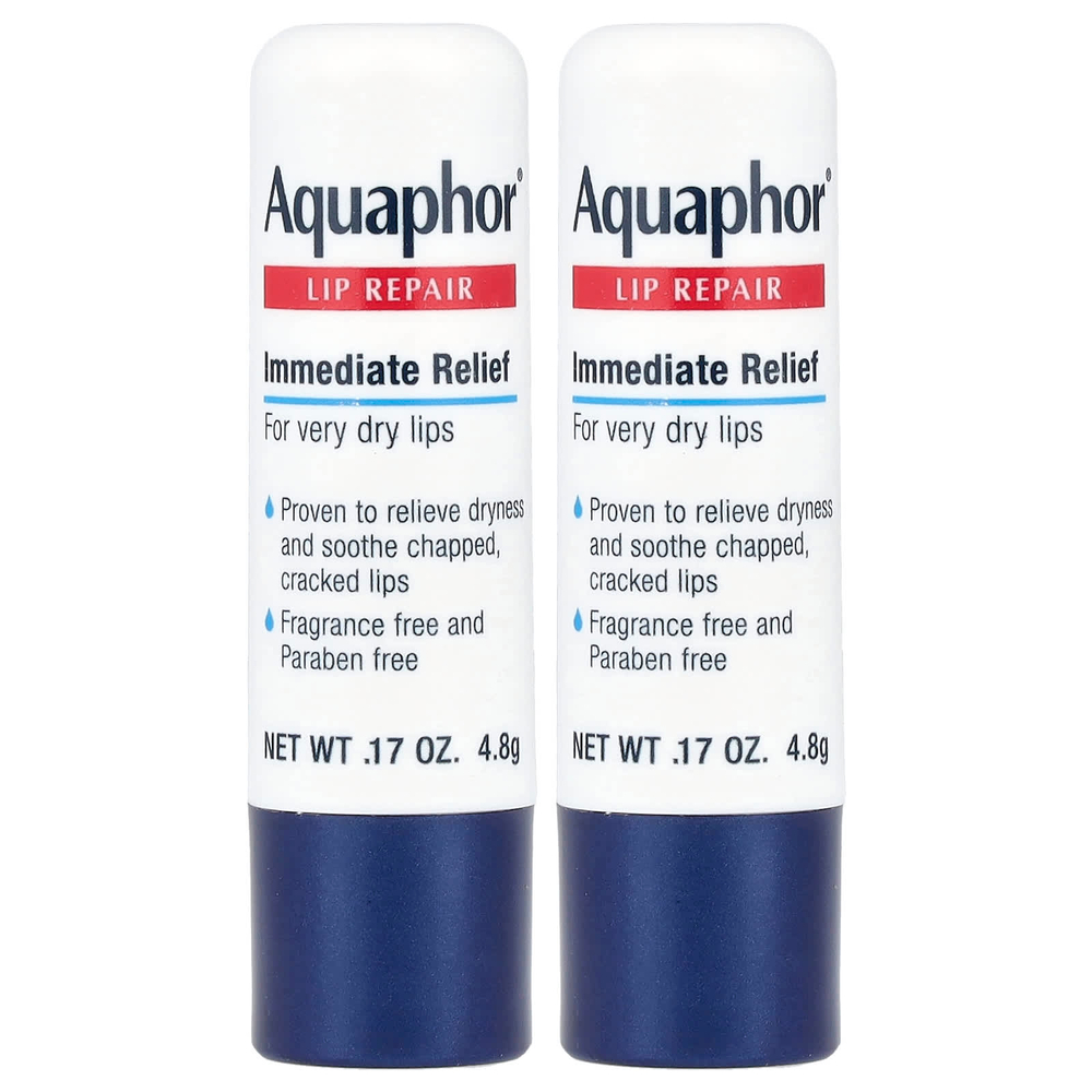 Aquaphor, стик для восстановления губ, мгновенное облегчение, 2 стика по 4,8 г (0,17 унции)