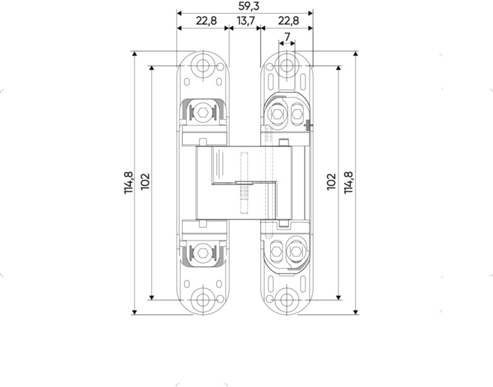 Петля скрытая ARCHIE 115х23-3D-BLACK мат. черный (2шт.-45 кг)