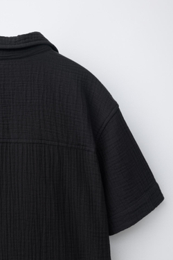 ZARA РУБАШКА ИЗ РЕЛЬЕФНОЙ ТКАНИ, ЧЕРНЫЙ