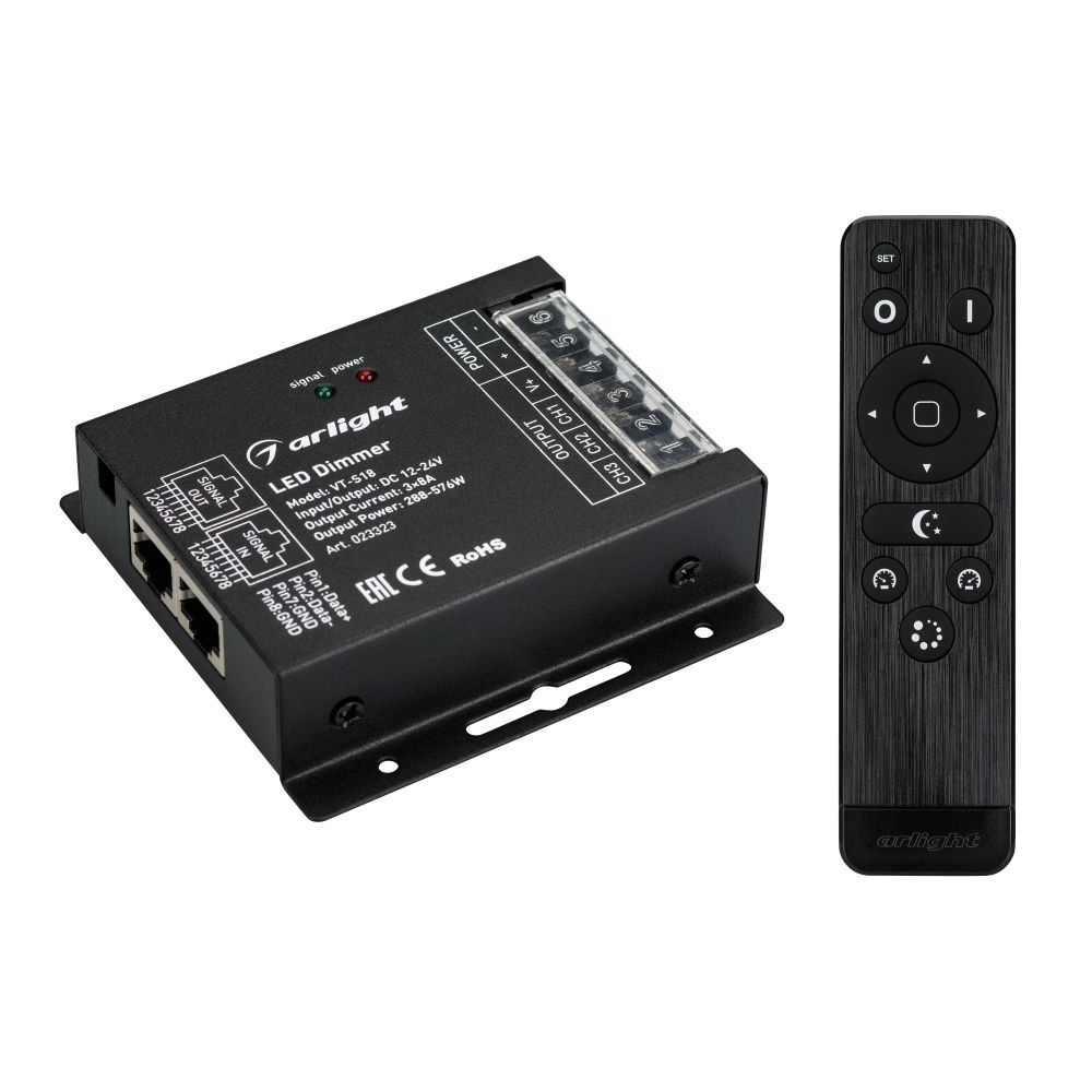 Диммер VT-S18-3x8A (12-24V, ПДУ Стик 12кн, RF) (Arlight, IP20 Металл, 3 года) 023323