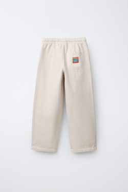 ZARA БРЮКИ BALLOON С ДЕКОРАТИВНЫМИ ШВАМИ, ЭКРЮ