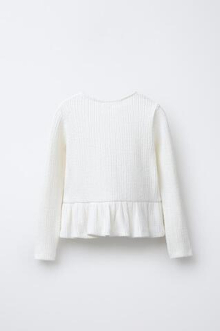 ZARA ФУТБОЛКА В РУБЧИК SOFT TOUCH С БАНТАМИ, ЭКРЮ