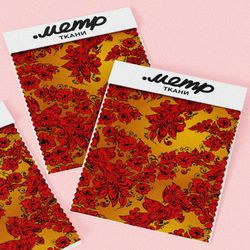 Ткань флис хохломские узоры красные