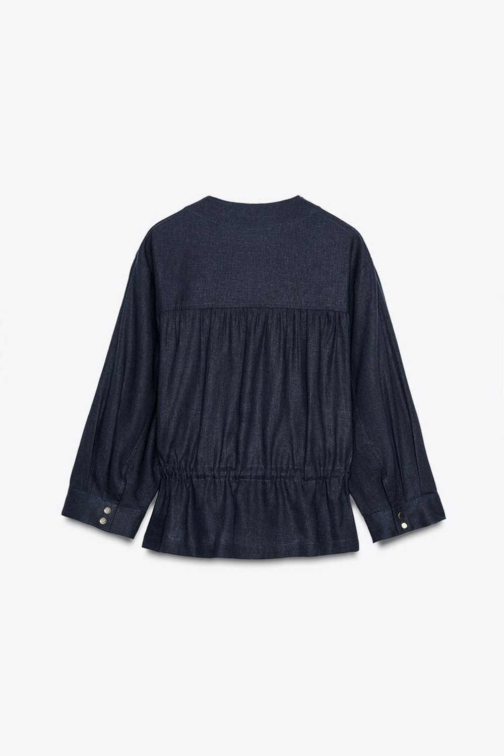 ZARA КУРТКА САФАРИ ИЗ ЛЬНА, МОРСКОЙ СИНИЙ