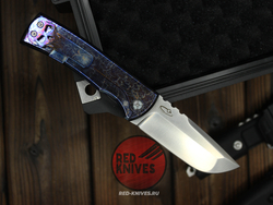 Нож CHAVES KNIVES 229 REDENCION KICKSTOP FLIPPER "Огненный" Титан