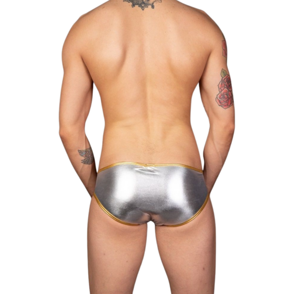 Мужские трусы слипы серебристые с золотистой окантовкой Cosmos Colors MR40_SG
