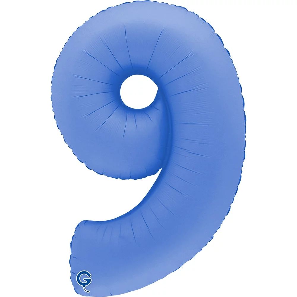 G Шар (40''/102 см) Цифра, 9, Голубой Лотос, Матовый (БГ-60)
