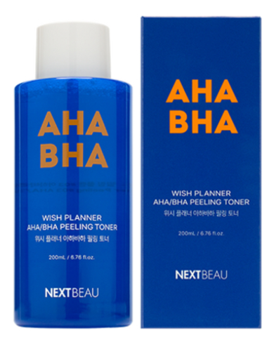 NEXTBEAU Тонер отшелушивающий с AHA/BHA кислотами для проблемной кожи - Wish planner AHA/BHA, 200мл