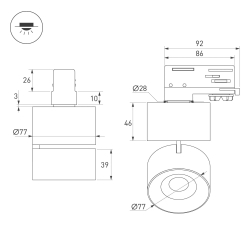 Светильник SP-PLURIO-TRACK-4TR-R77-9W Day4000 (BK-NI, 36 deg, 230V) (Arlight, IP20 Металл, 3 года) 038110