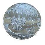 Польша 10 злотых 2012 Плавание Велоспорт Прыжки Олимпиада Лондон 2012 СЕРЕБРО