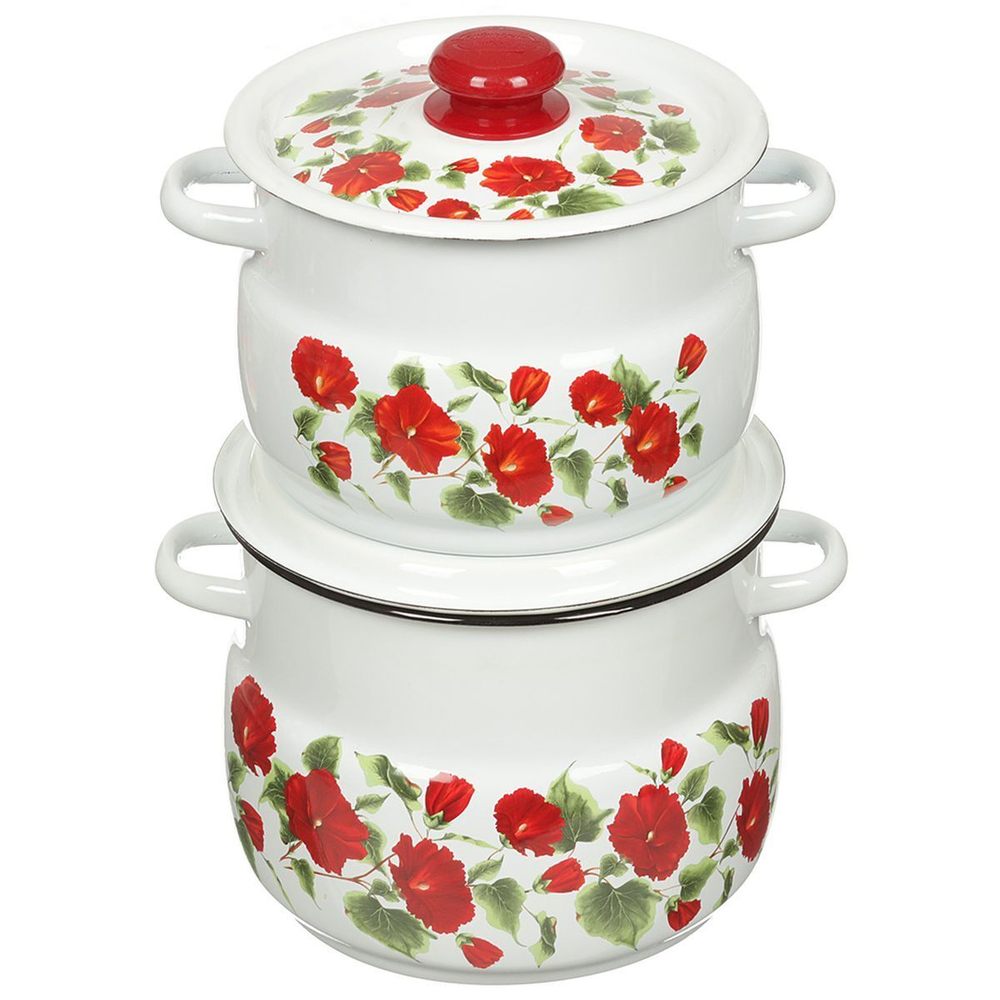 Набор эмалированной посуды 4 пр, кастрюли 4,5.5 л, Сиб товары, Рамо 10, N10B60