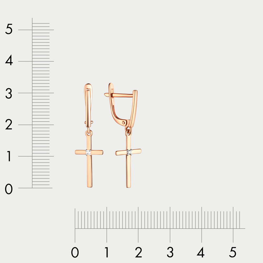 Длинные серьги для женщин из розового золота 585 пробы с фианитом (арт. 40259500)