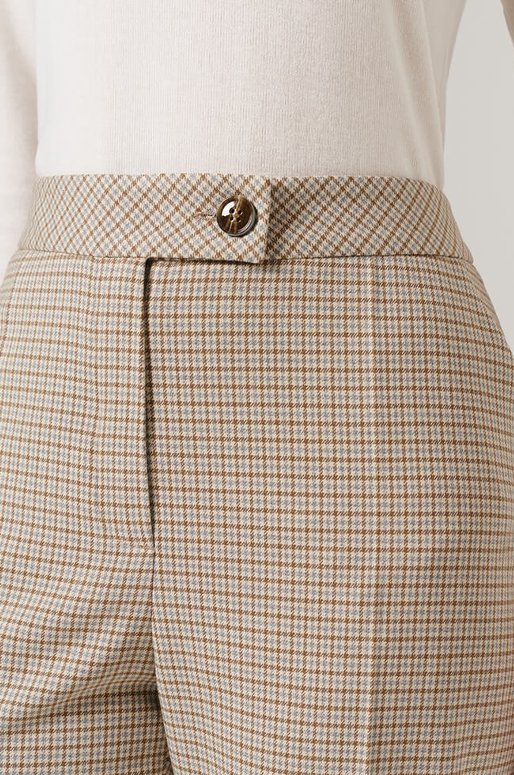 31091 Брюки женские (бежево-оливковый клетка)