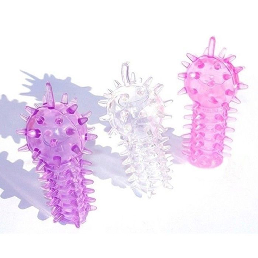 Силиконовая рельефная насадка на палец или вибратор (Цвет: разноцветный)