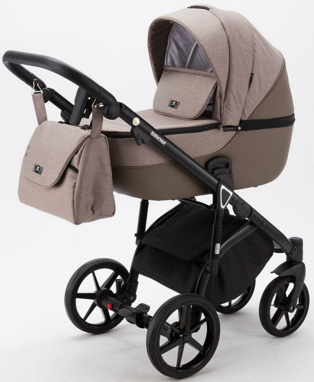 Детская коляска Adamex Bibione 3 в 1 BI-PS15 (БЕЖ+Т.БЕЖ.КОЖА)