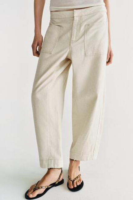 ZARA БРЮКИ BARREL — ZW COLLECTION, ЭКРЮ