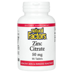 Natural Factors, цитрат цинка, 50 мг, 90 таблеток