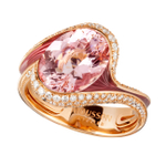Кольцо с Морганитом и Бриллиантами, Эмаль, R0123-0/2