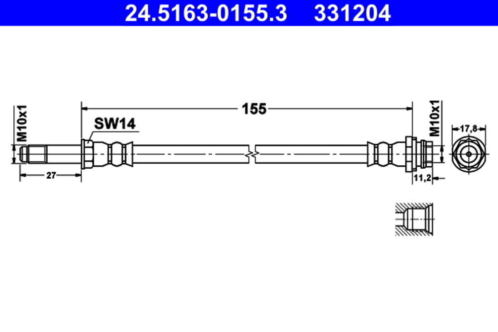 ATE - 24516301553-ATE - Brake Hose - Povrat artikla narucenog iz Njemacke nije moguc.