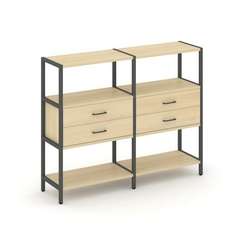 Shelf System Двухсекционный стеллаж трехярусный с ящиками SN.STM-322 Акация Лорка/Металл Антрацит 15