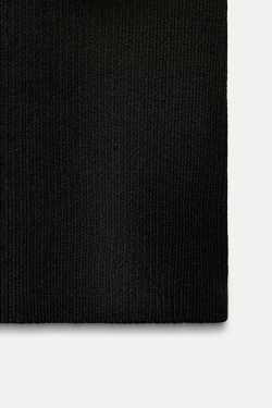 ZARA ТРИКОТАЖНЫЙ ТОП С ОТКРЫТЫМИ ПЛЕЧАМИ И МЕТАЛЛИЧЕСКИМ КОЛЬЦОМ, ЧЕРНЫЙ