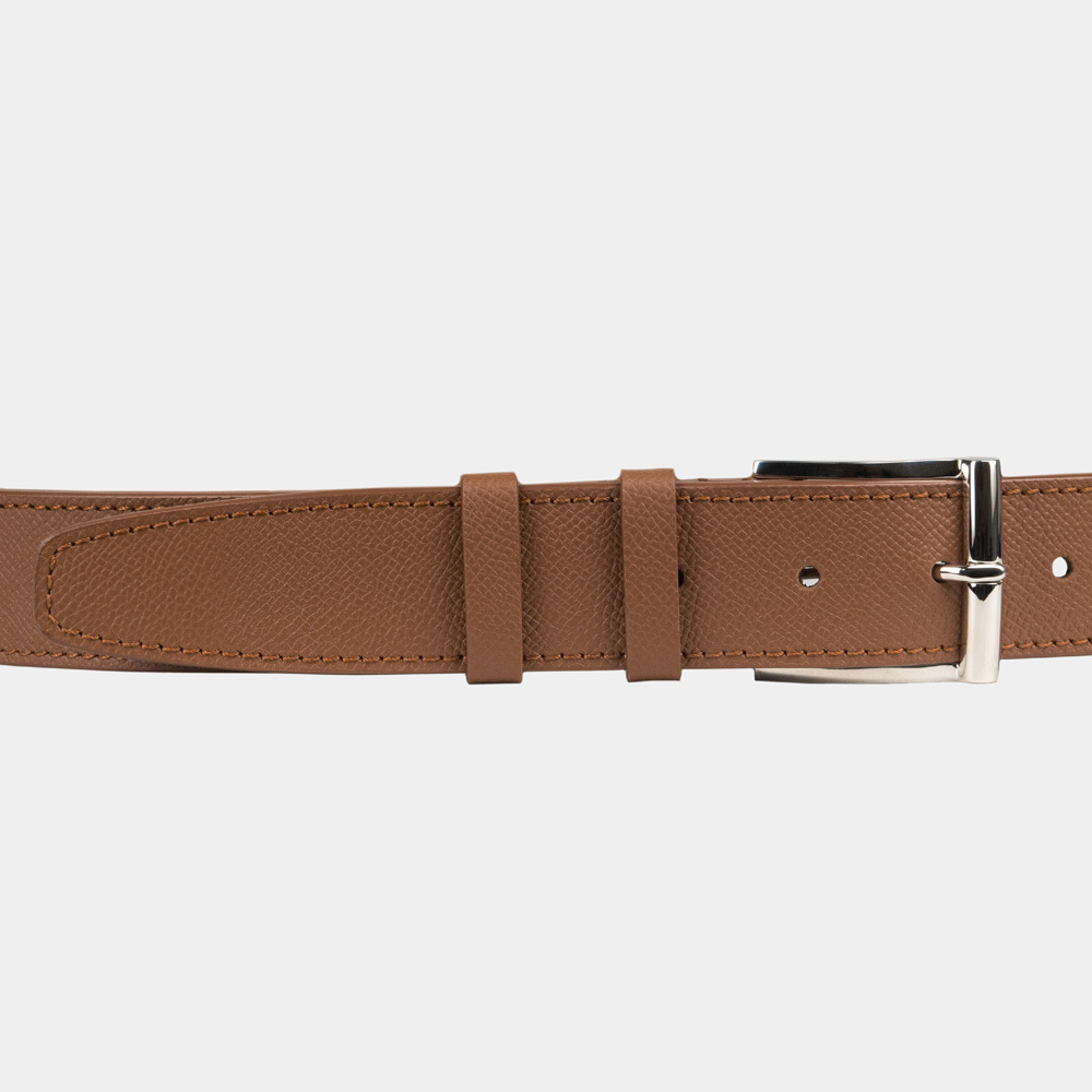 Женский ремень 35мм из кожи сафьяно, цвета карамель