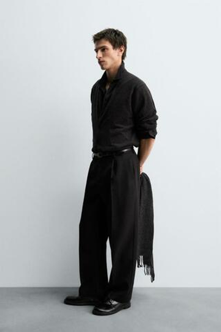 ZARA ШЕРСТЯНОЙ КАРДИГАН, АНТРАЦИТОВО-СЕРЫЙ