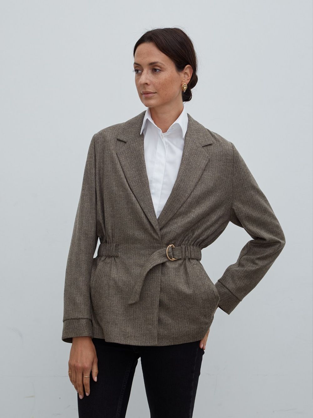 Жакет елочка бежевая (Размер 42,50)