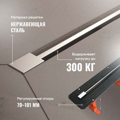 Душевой трап (лоток) CK DRAIN SET 1119-11075 75 см, решетка хром, с сифоном