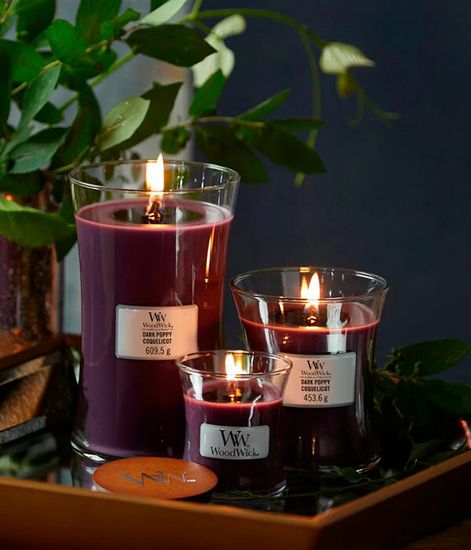 Темный мак, ароматическая свеча, WoodWick