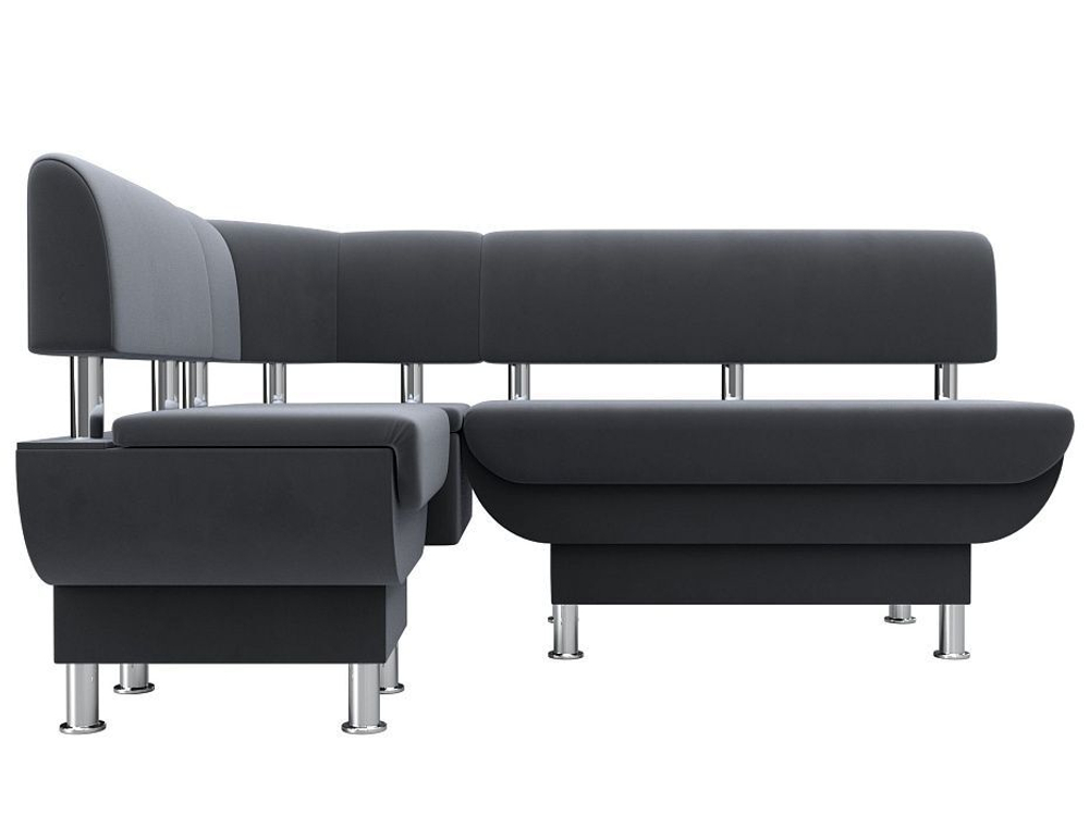 Диван кухонный угловой Альфа левый угол, Серый, Велюр, 116696L