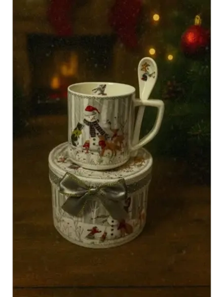 Новогодний подарочный бокал с ложкой