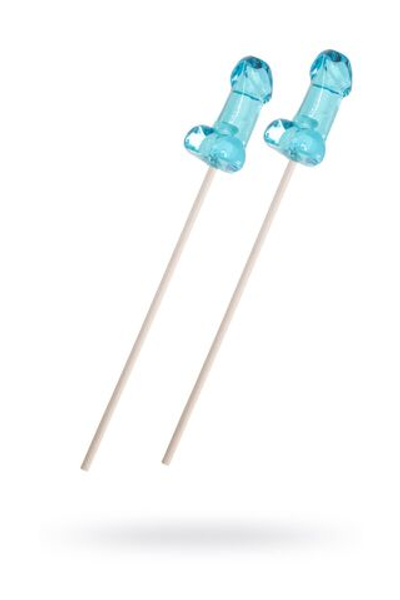 Набор из 2 мини-леденцов в форме члена со вкусом блю кюрасао (Цвет: голубой)