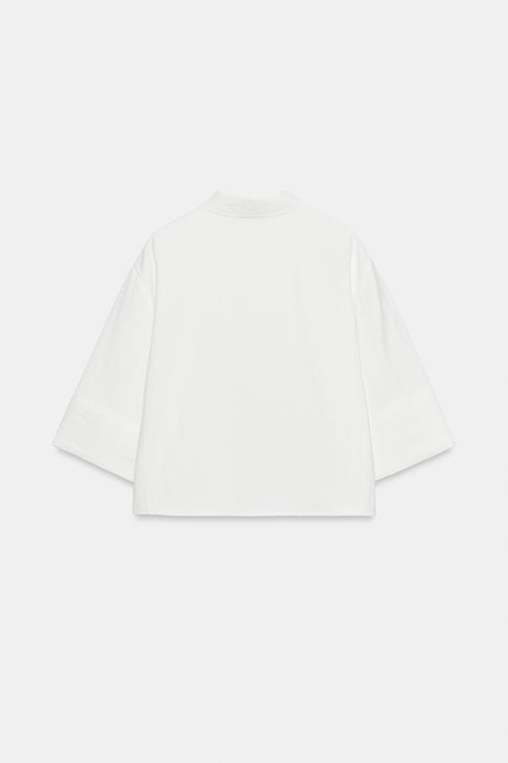 ZARA УКОРОЧЕННАЯ РУБАШКА С ШИРОКИМИ РУКАВАМИ, БЕЛЫЙ
