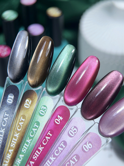 Гель-лак с эффектом кошачий глаз ENIGMANIC AURA silk cat 10 мл. #01